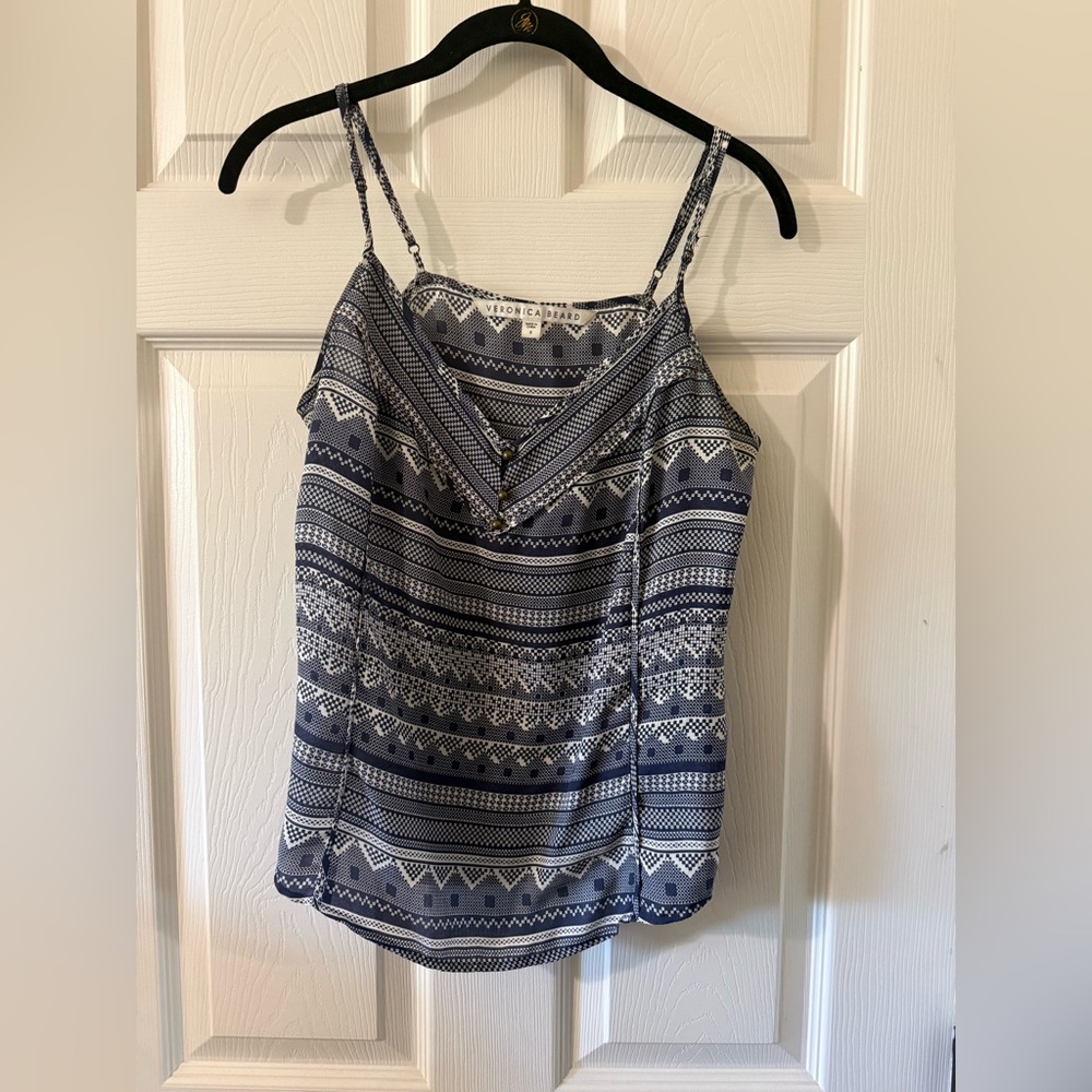 Veronica Beard Navy & White Geometric Print Cami
